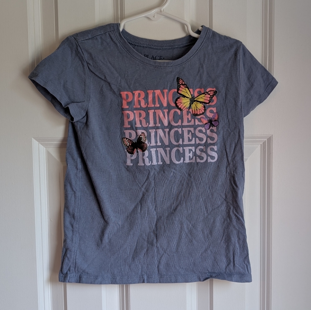 Children's Place Dusty Blue Girls Princess T Shirt Size S (5 / 6)